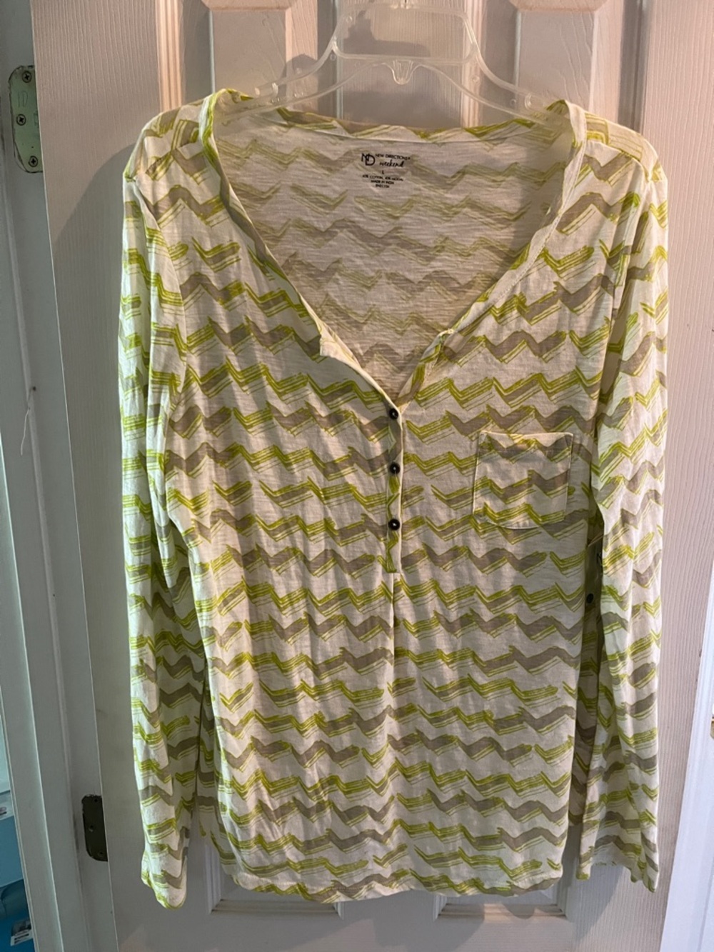 new directions Lime Chevron Henley Long Sleeve Top